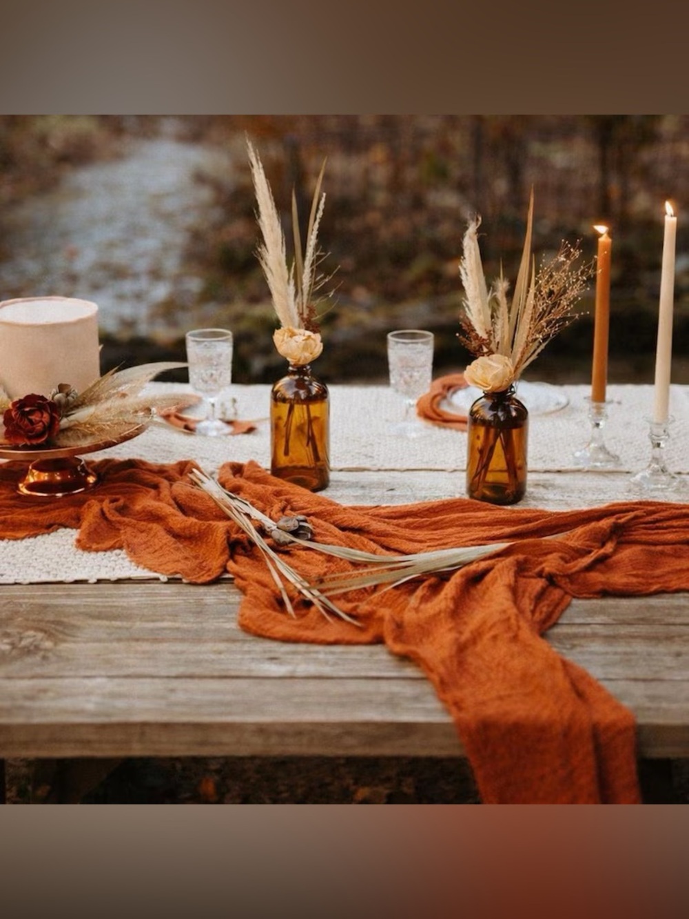 Terracotta Gauze Wedding / Fall Event Table Runner - Used Once